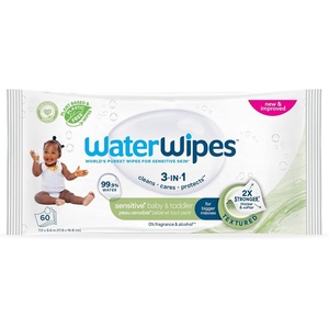image:imageWaterWipes Sensitive Baby amp Toddler Wipes 3In1 Cleans Cares Protects 999 Water Textured Clean Unscented amp Hypoallergenic 720 Count 12 PacksUnscented