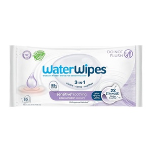 image:imageWaterWipes Sensitive Hydrating Boost Wipes 3In1 Cleans Cares Hydrates 99 Water with Aloe Vera Unscented amp Hypoallergenic Baby Wipes 60 Count 1 PackSoothing