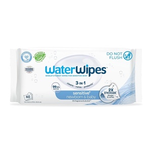 image:imageWaterWipes Sensitive Newborn amp Baby Wipes 3In1 Cleans Cares Protects 999 Water Unscented amp Hypoallergenic 60 Count60 Count Pack of 1