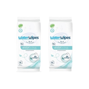 image:imageWaterWipes Sensitive On The Go Wipes 3In1 Cleans Cares Protects 999 Water Unscented amp Hypoallergenic Wet Wipes 100 Count 10 Packs28 Count Pack of 2